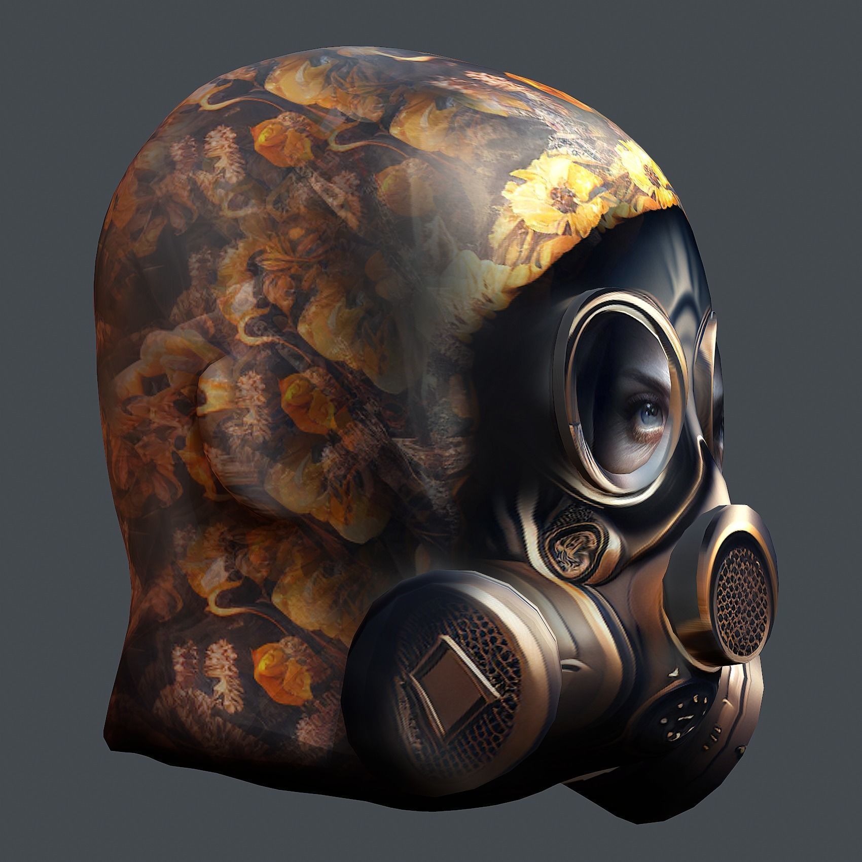 Gas mask helmet 3d model military combat Low-poly 3D model Low-poly 3D model_5