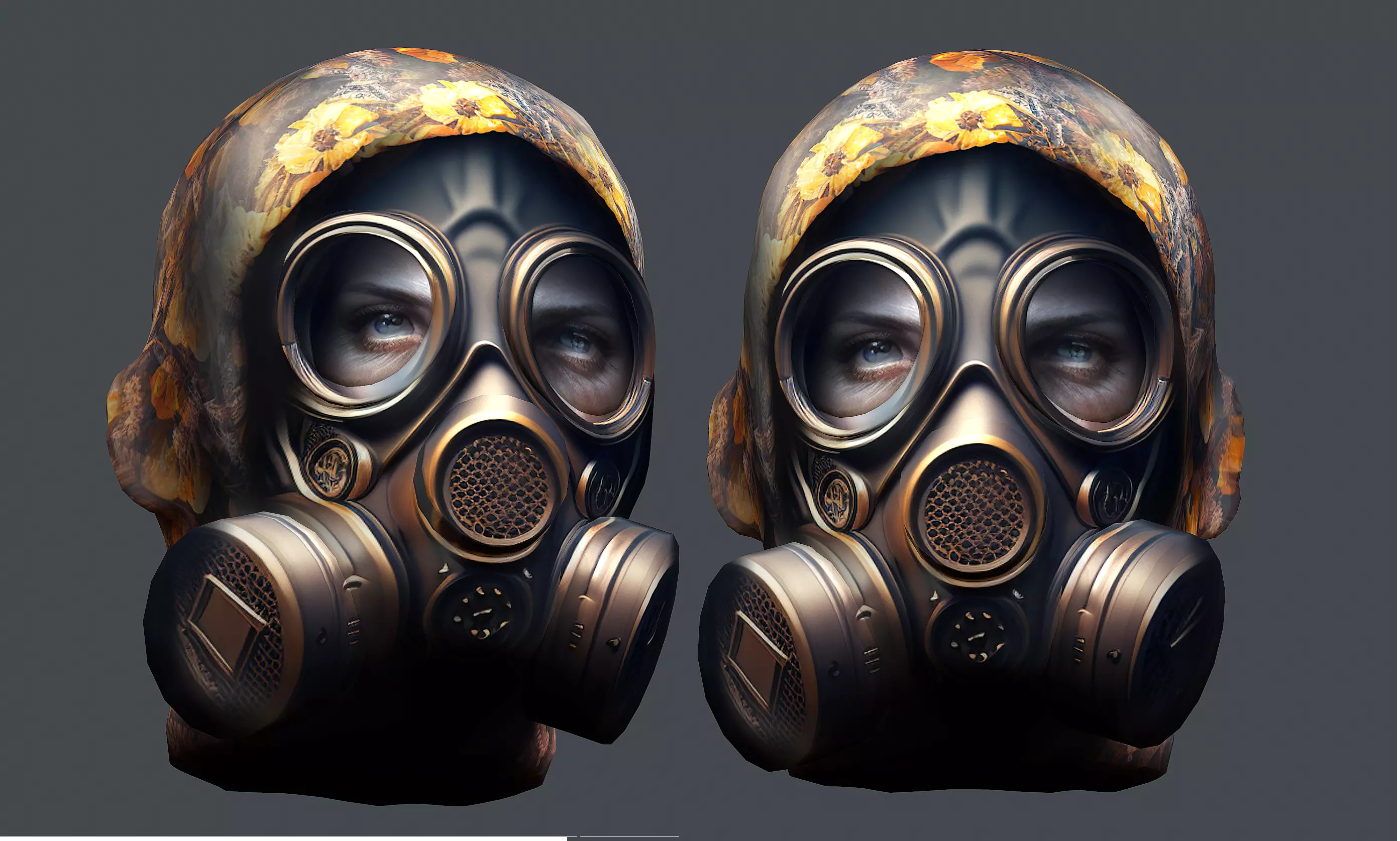 Gas mask helmet 3d model military combat Low-poly 3D model Low-poly 3D model_0