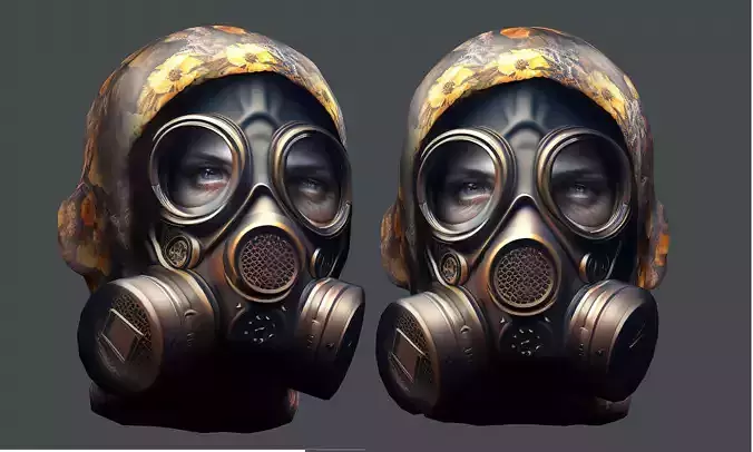 Gas mask helmet 3d model military combat Low-poly 3D model