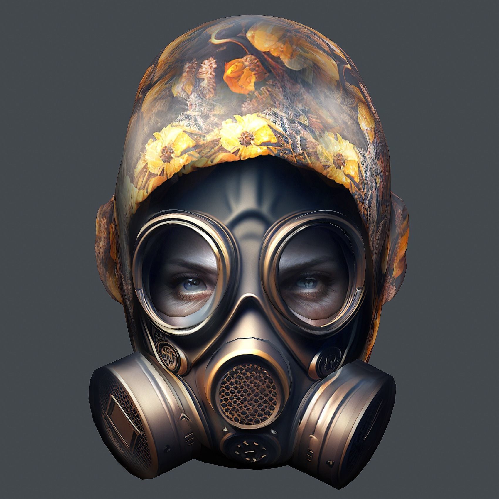 Gas mask helmet 3d model military combat Low-poly 3D model Low-poly 3D model_3