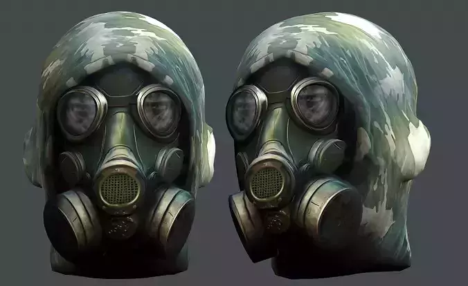 Gas mask helmet 3d model military combat Low-poly 3D model Low-poly 3D model