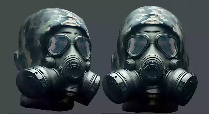 Gas mask helmet 3d model military combat Low-poly 3D model