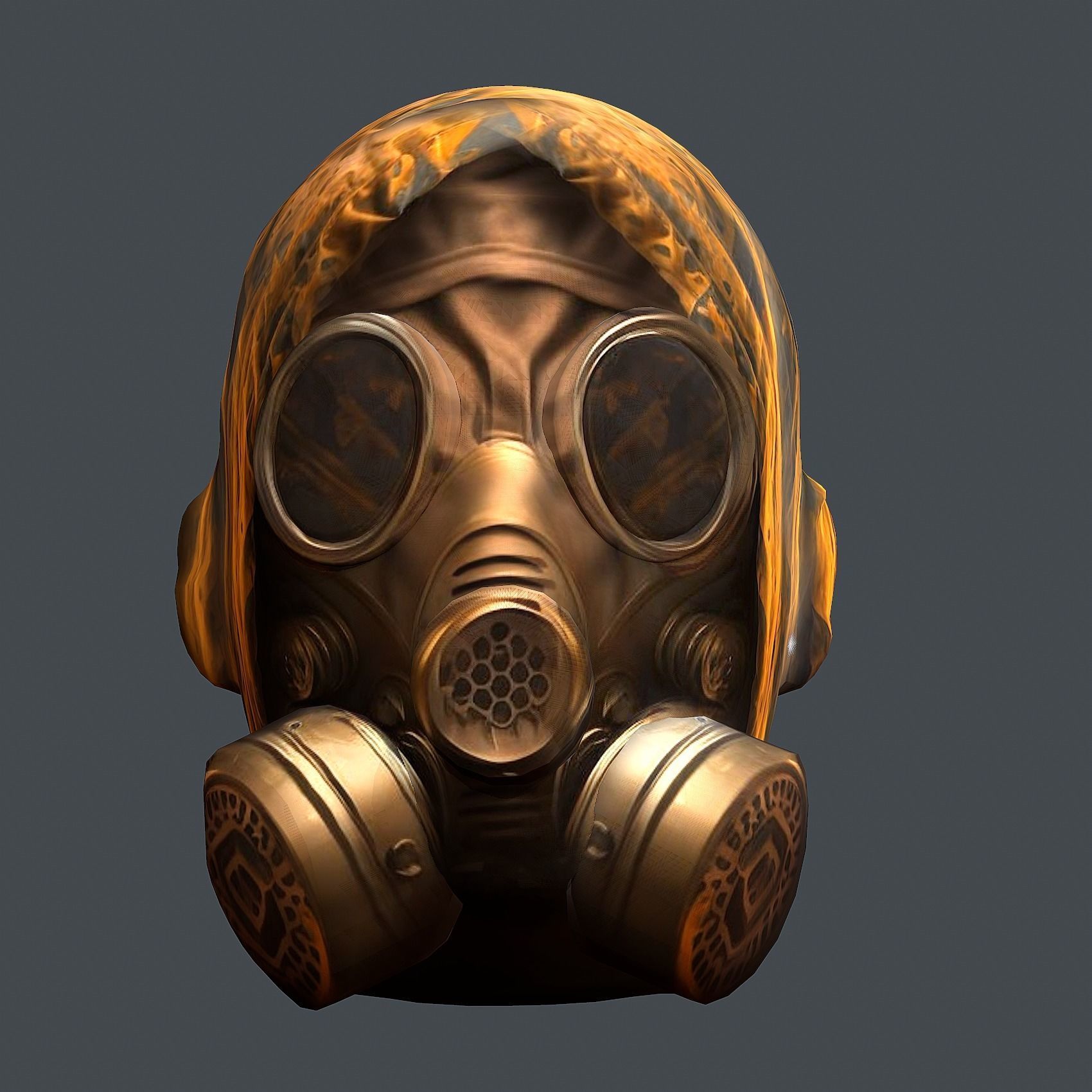 Gas mask helmet 3d model military combat Low-poly 3D model Low-poly 3D model_1