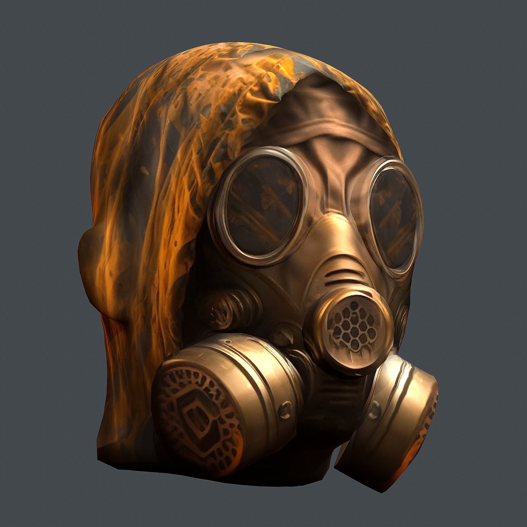 Gas mask helmet 3d model military combat Low-poly 3D model Low-poly 3D model_2