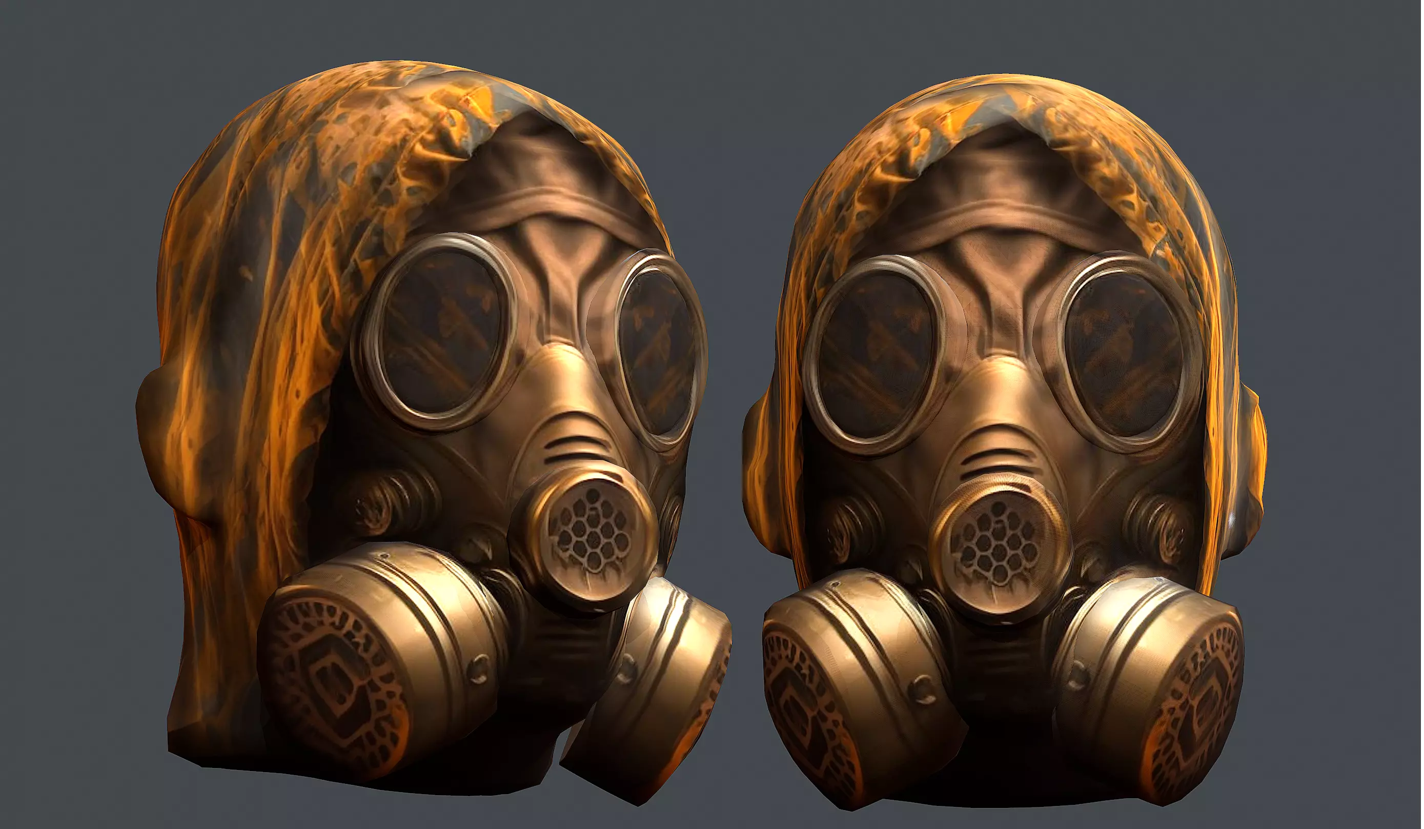 Gas mask helmet 3d model military combat Low-poly 3D model Low-poly 3D model_0