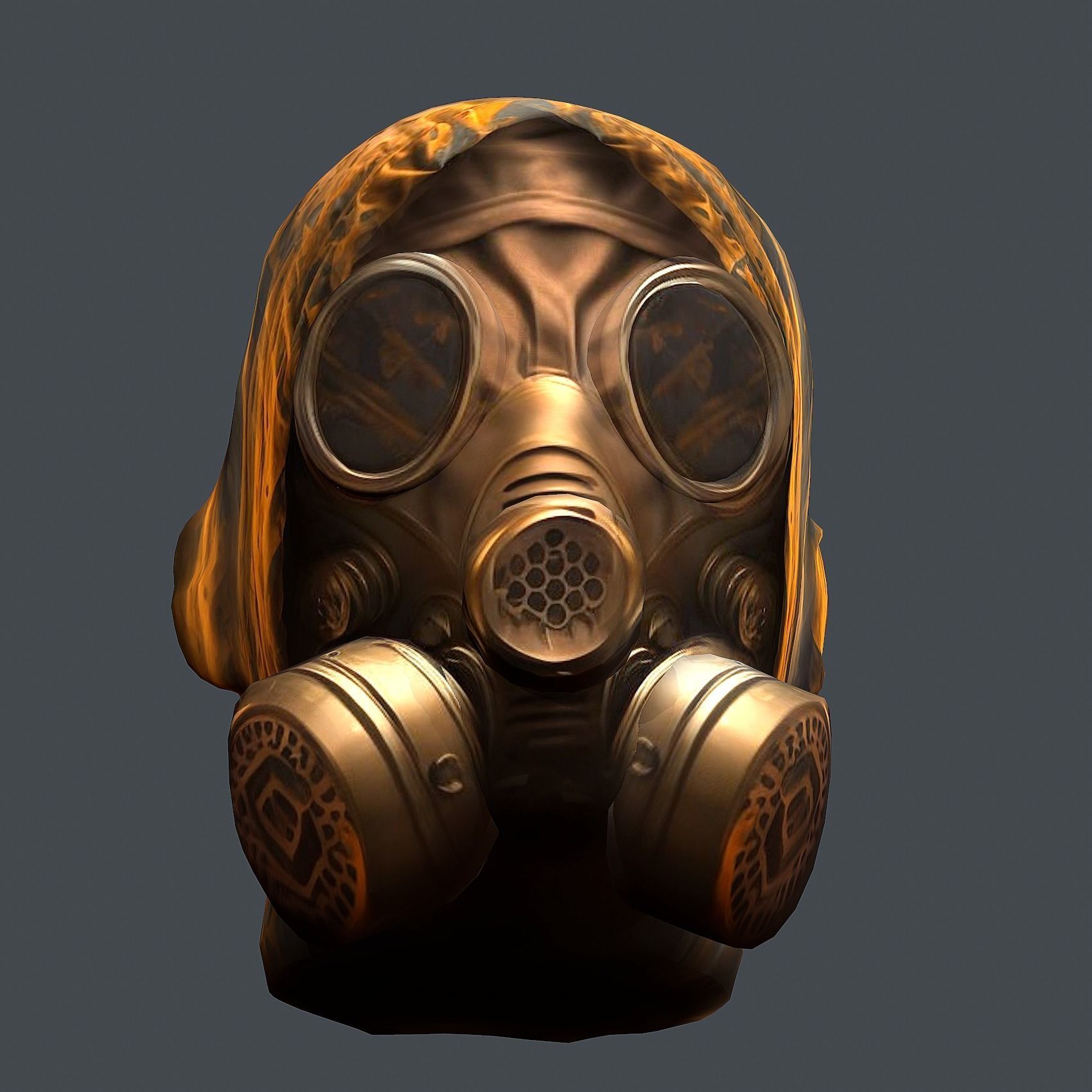 Gas mask helmet 3d model military combat Low-poly 3D model Low-poly 3D model_5