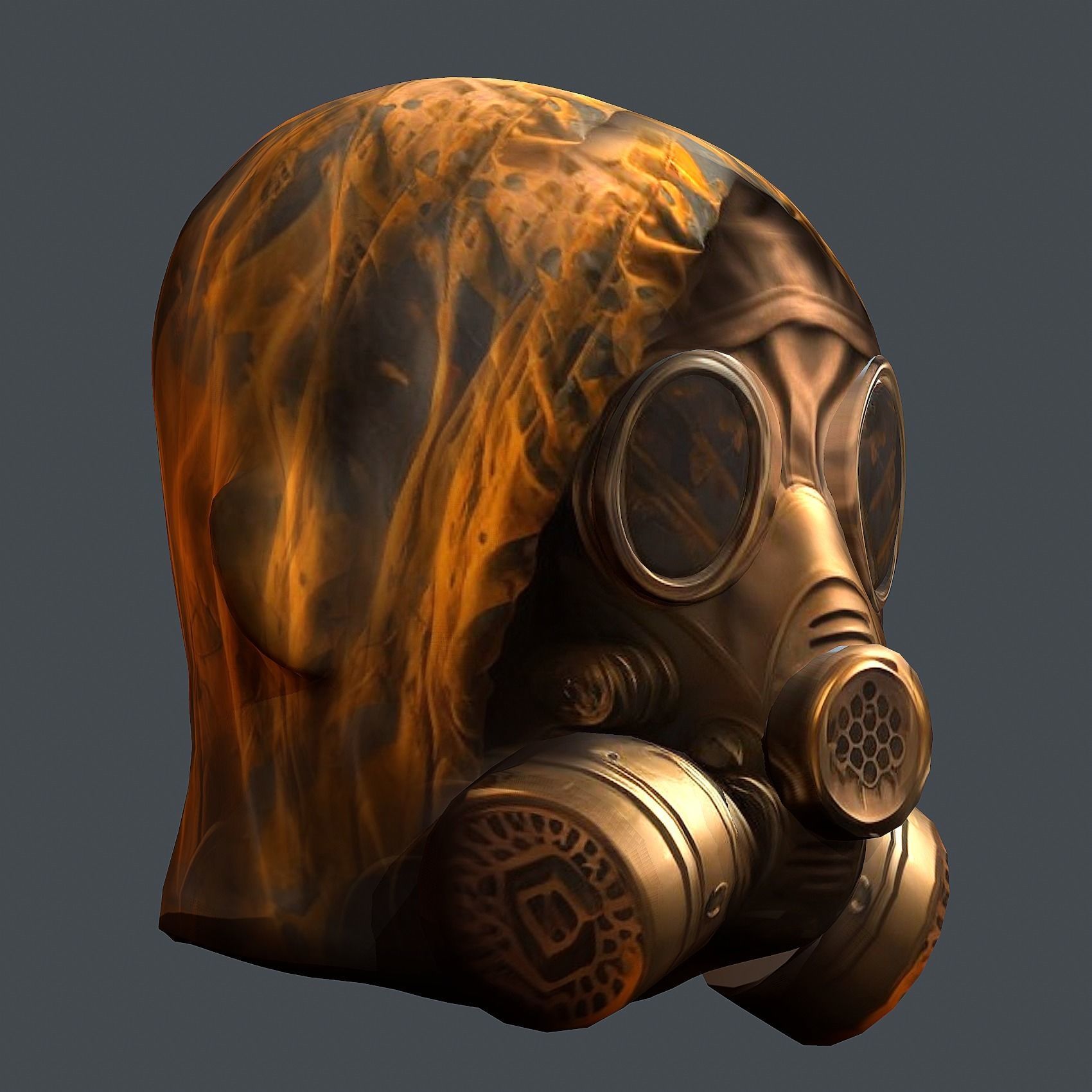 Gas mask helmet 3d model military combat Low-poly 3D model Low-poly 3D model_6