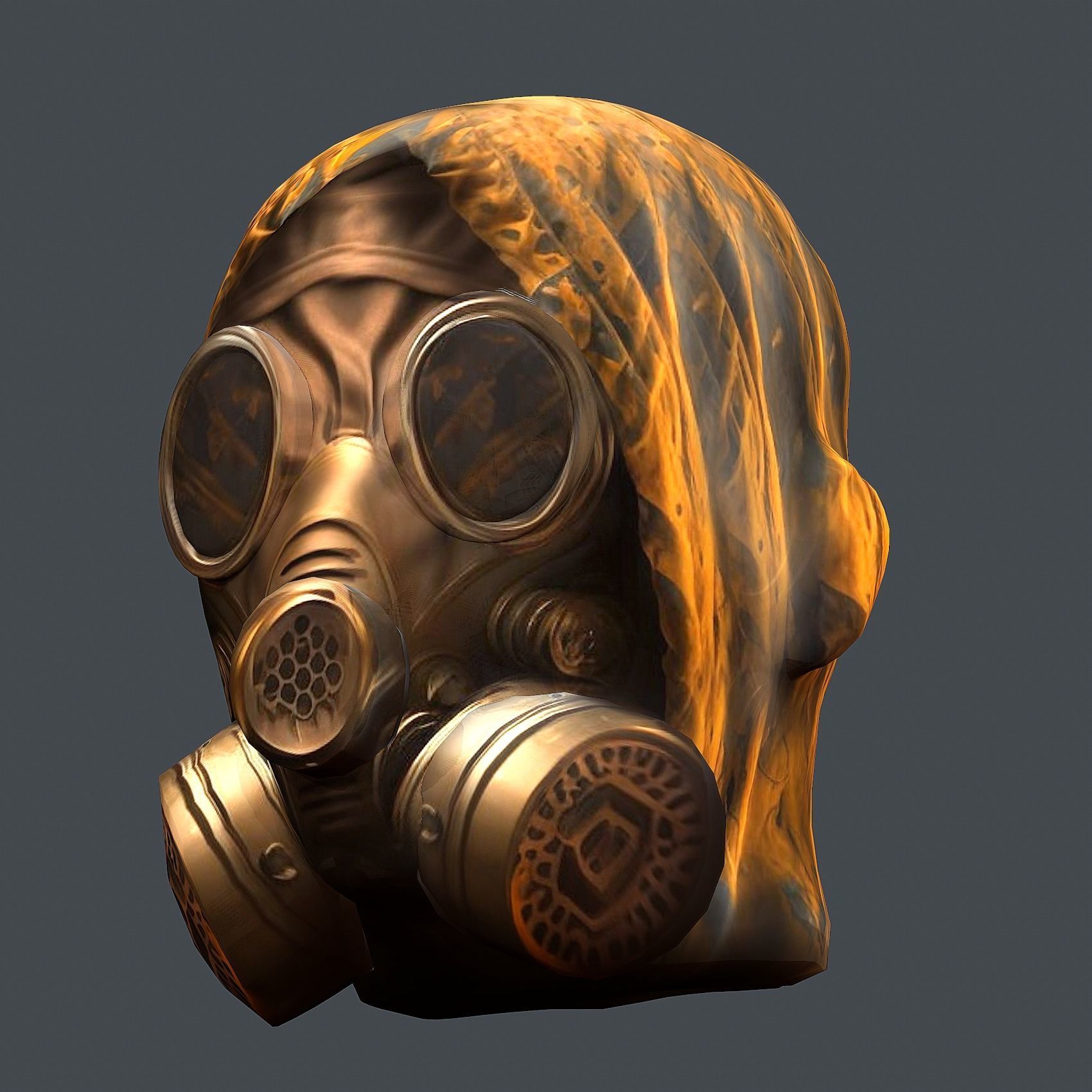 Gas mask helmet 3d model military combat Low-poly 3D model Low-poly 3D model_3