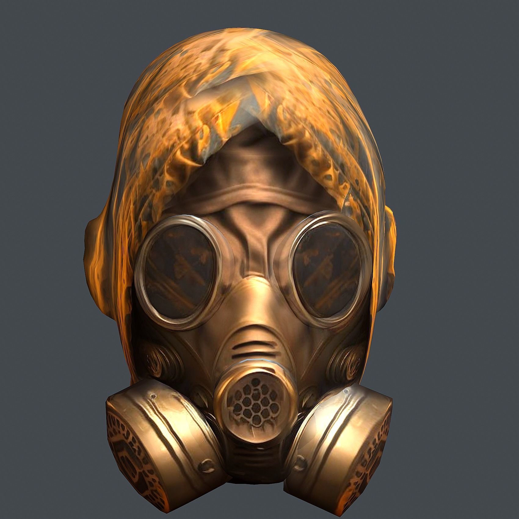Gas mask helmet 3d model military combat Low-poly 3D model Low-poly 3D model_4