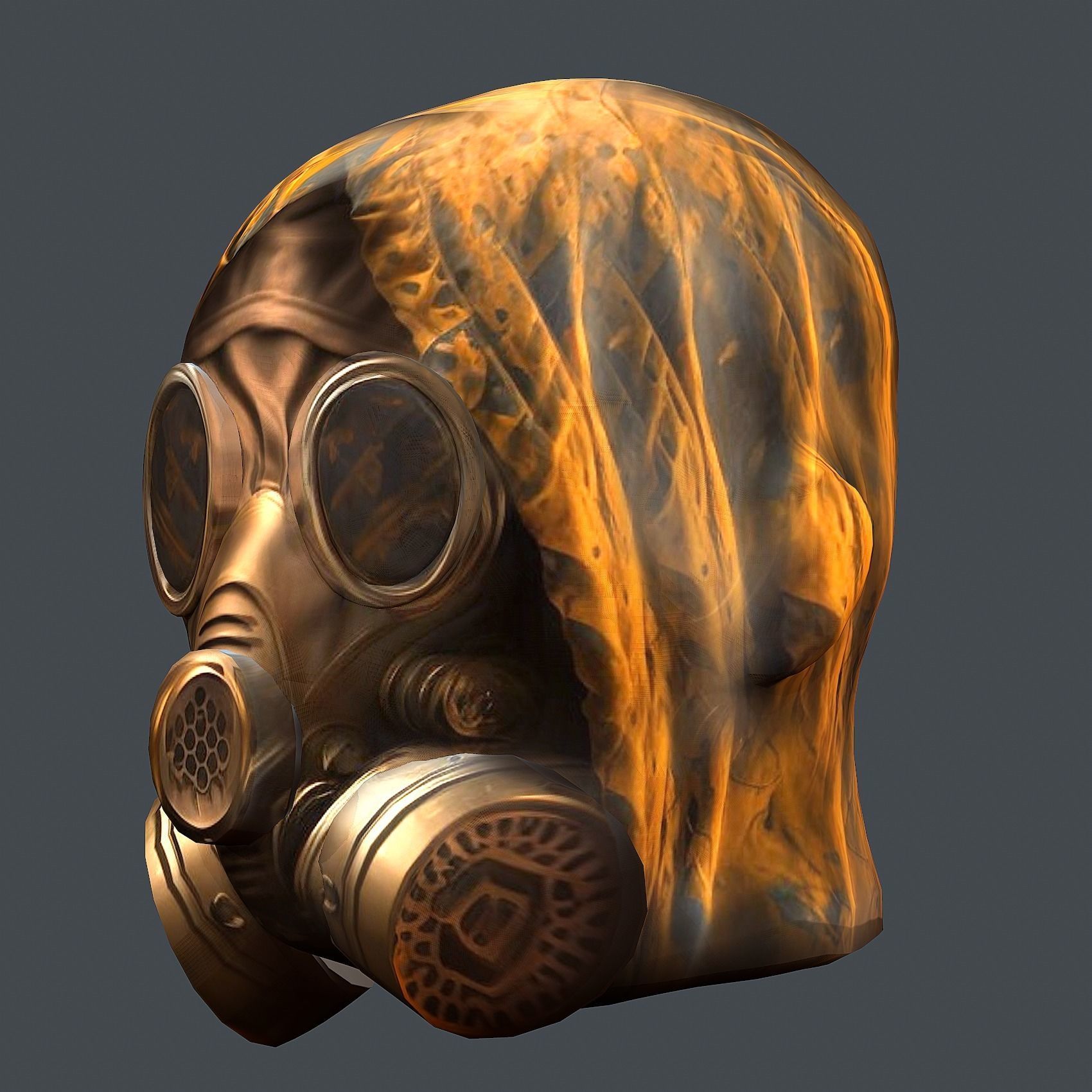 Gas mask helmet 3d model military combat Low-poly 3D model Low-poly 3D model_7