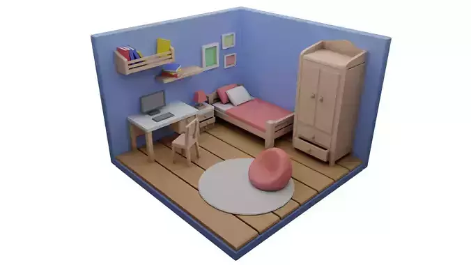 Low poly bedroom