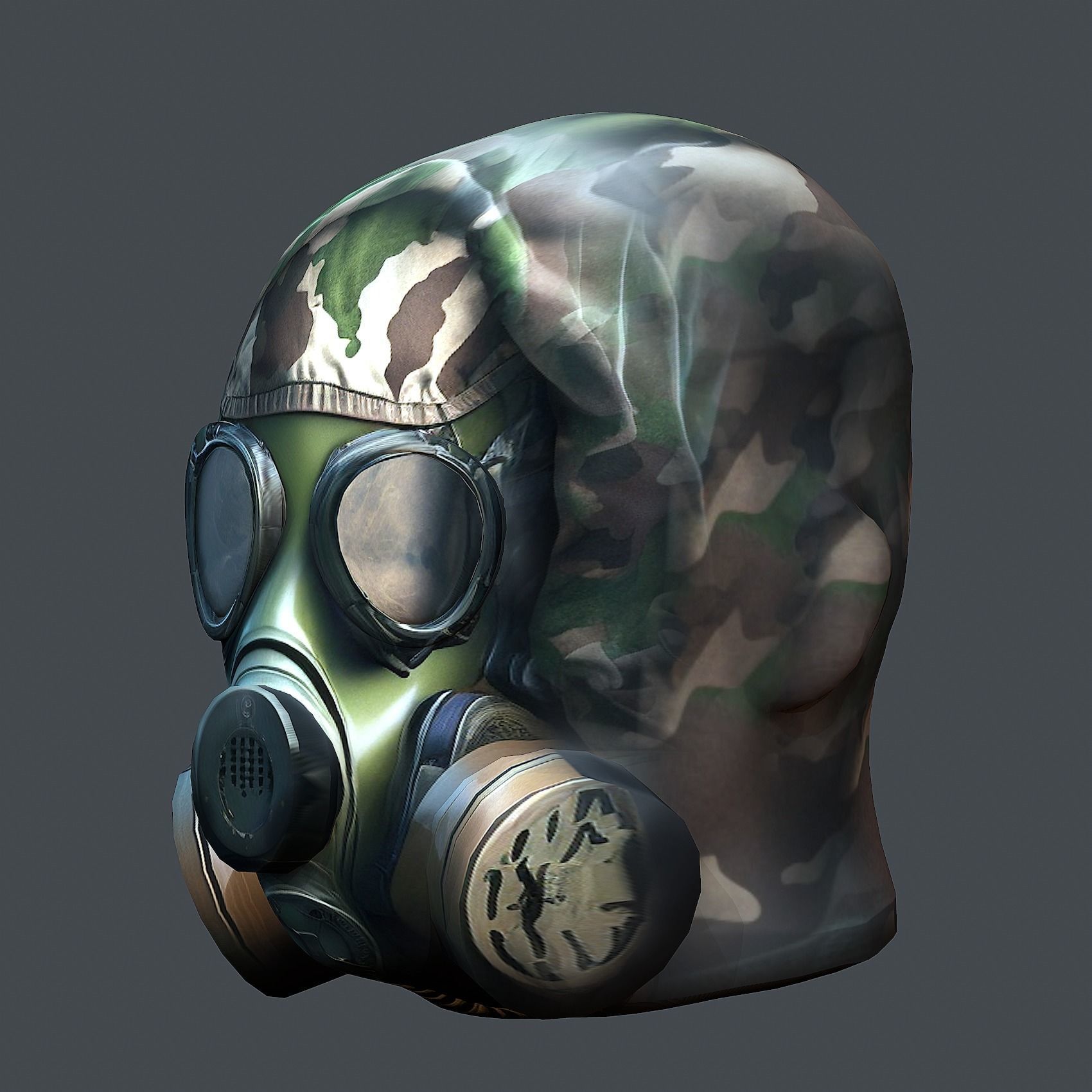 Gas mask helmet 3d model military combat Low-poly 3D model Low-poly 3D model_8