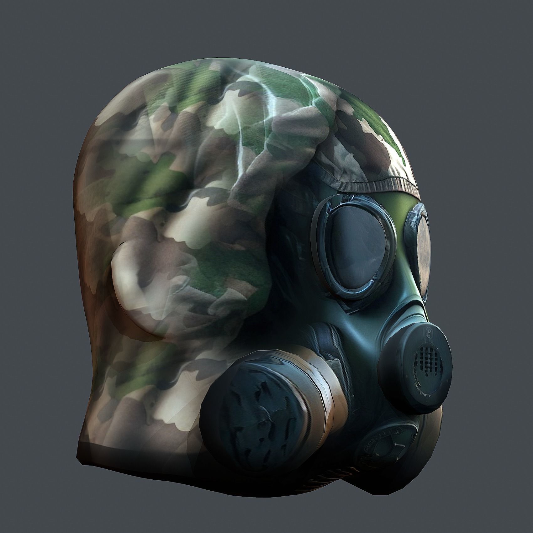 Gas mask helmet 3d model military combat Low-poly 3D model Low-poly 3D model_7
