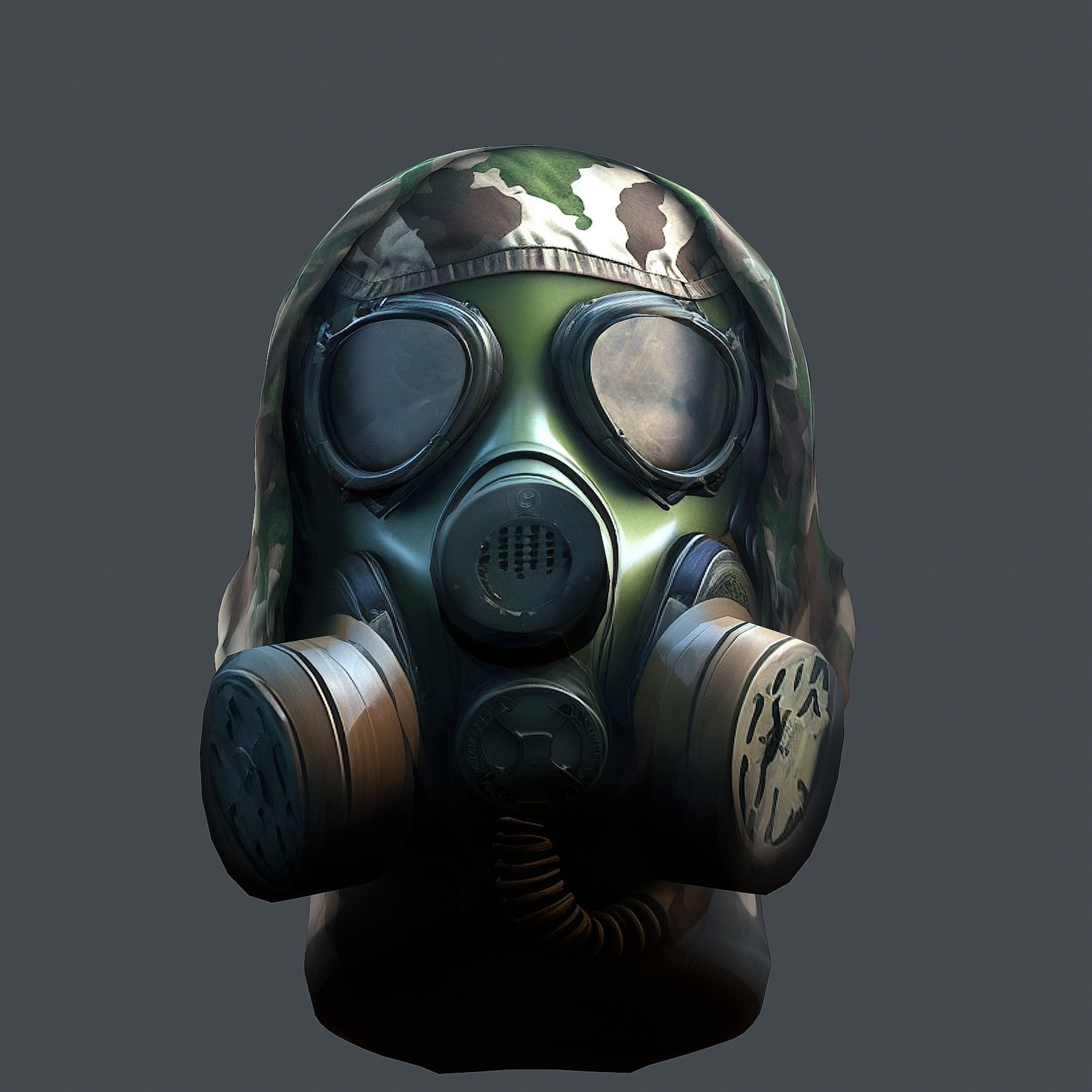 Gas mask helmet 3d model military combat Low-poly 3D model Low-poly 3D model_5
