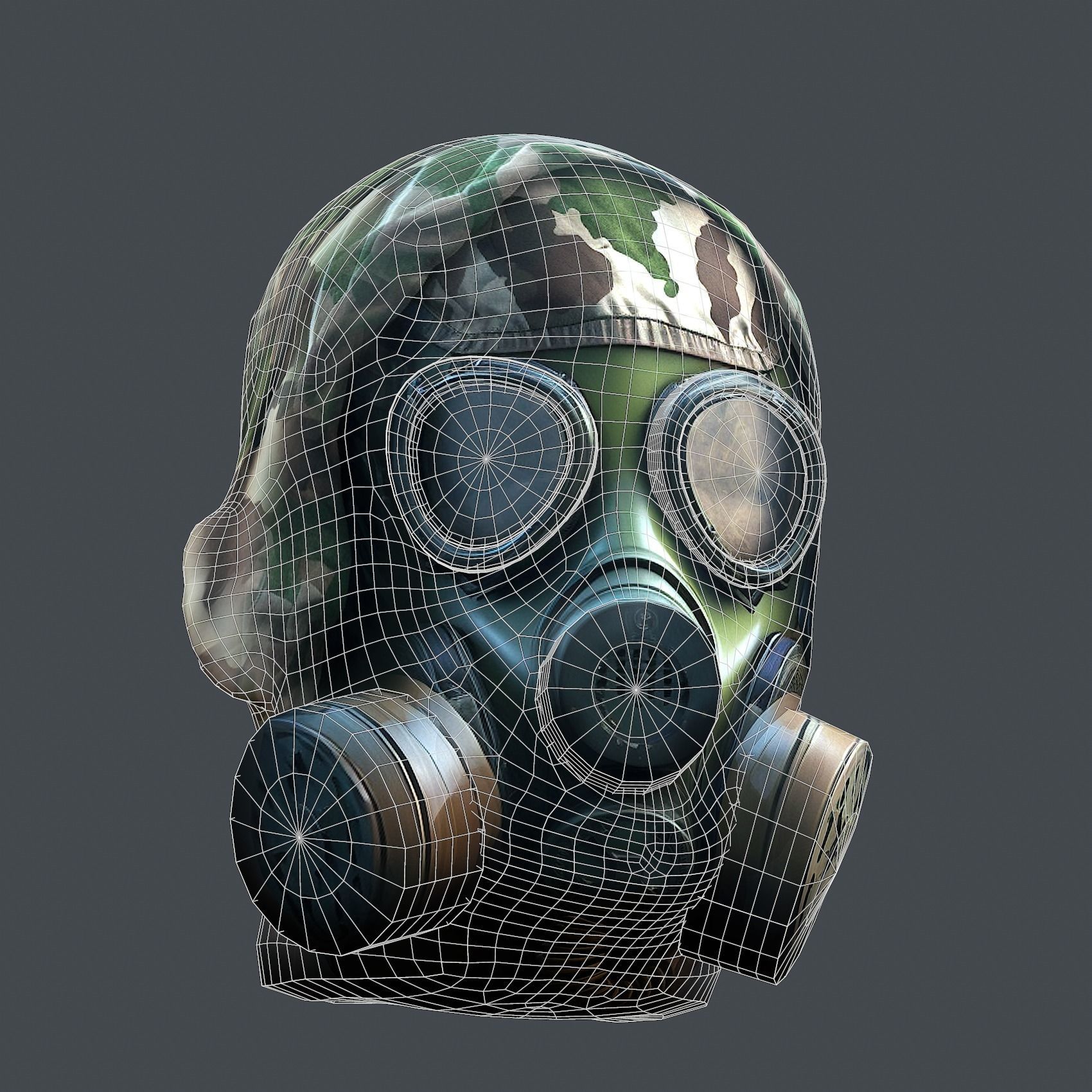Gas mask helmet 3d model military combat Low-poly 3D model Low-poly 3D model_6