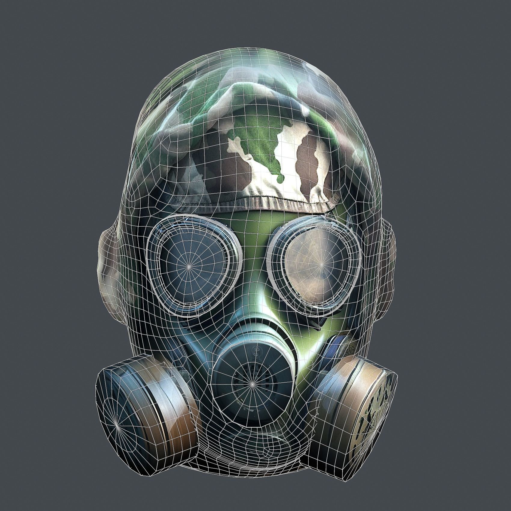 Gas mask helmet 3d model military combat Low-poly 3D model Low-poly 3D model_10