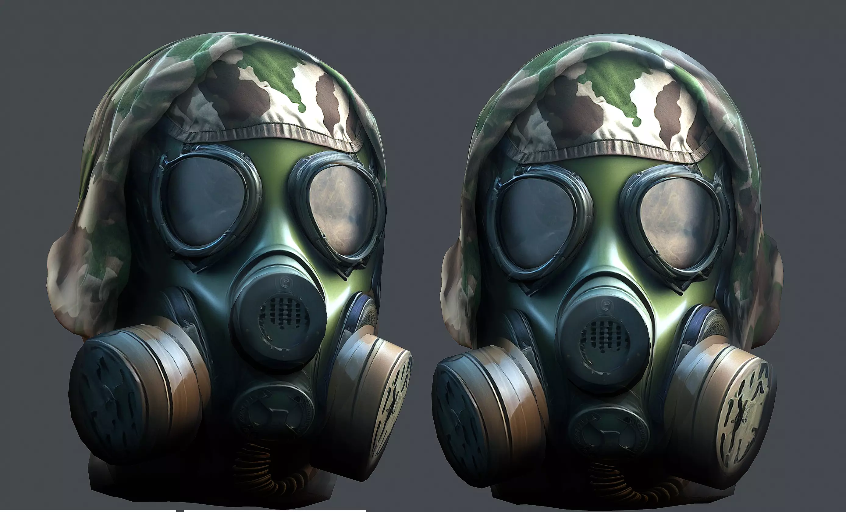 Gas mask helmet 3d model military combat Low-poly 3D model Low-poly 3D model_0