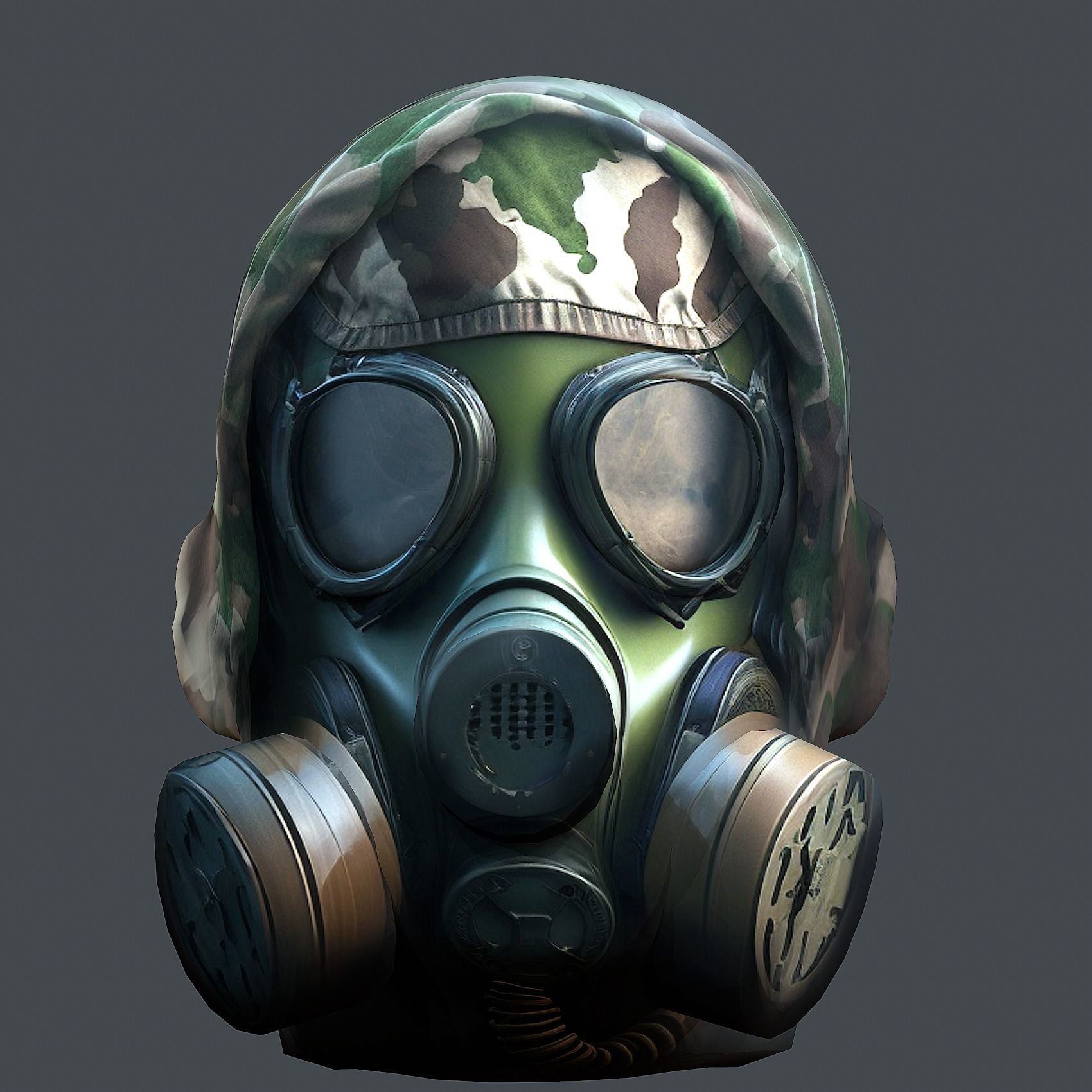 Gas mask helmet 3d model military combat Low-poly 3D model Low-poly 3D model_1