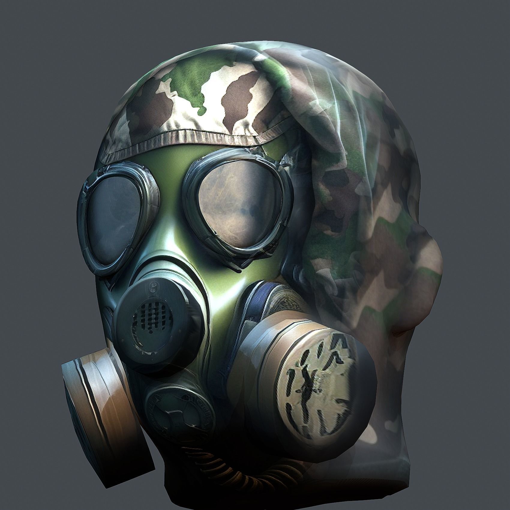 Gas mask helmet 3d model military combat Low-poly 3D model Low-poly 3D model_3
