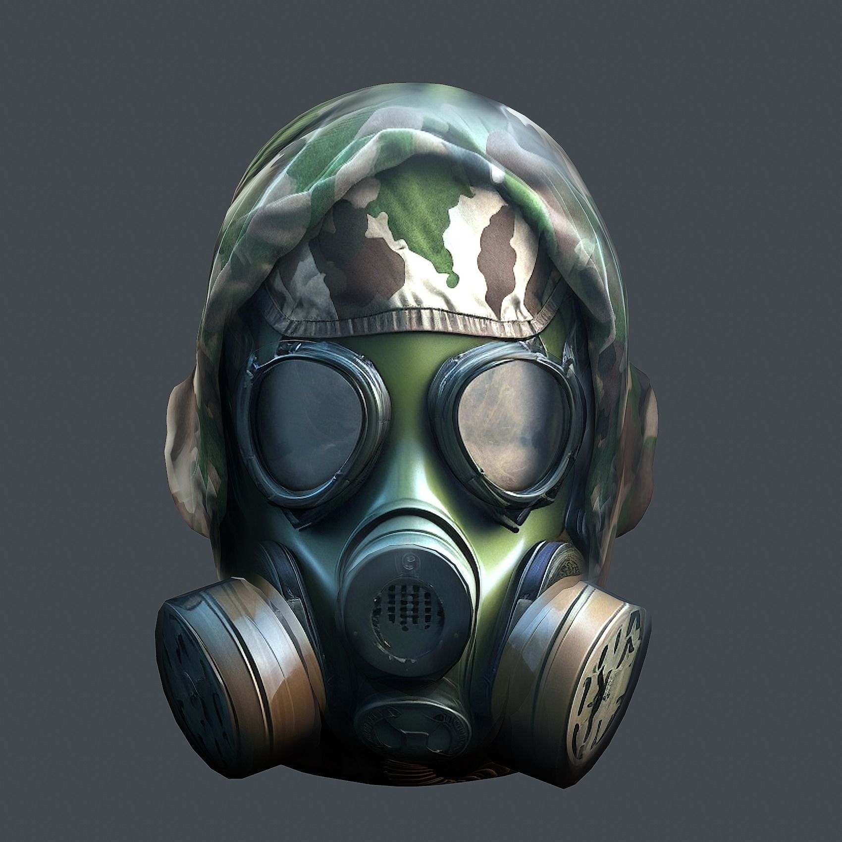 Gas mask helmet 3d model military combat Low-poly 3D model Low-poly 3D model_4