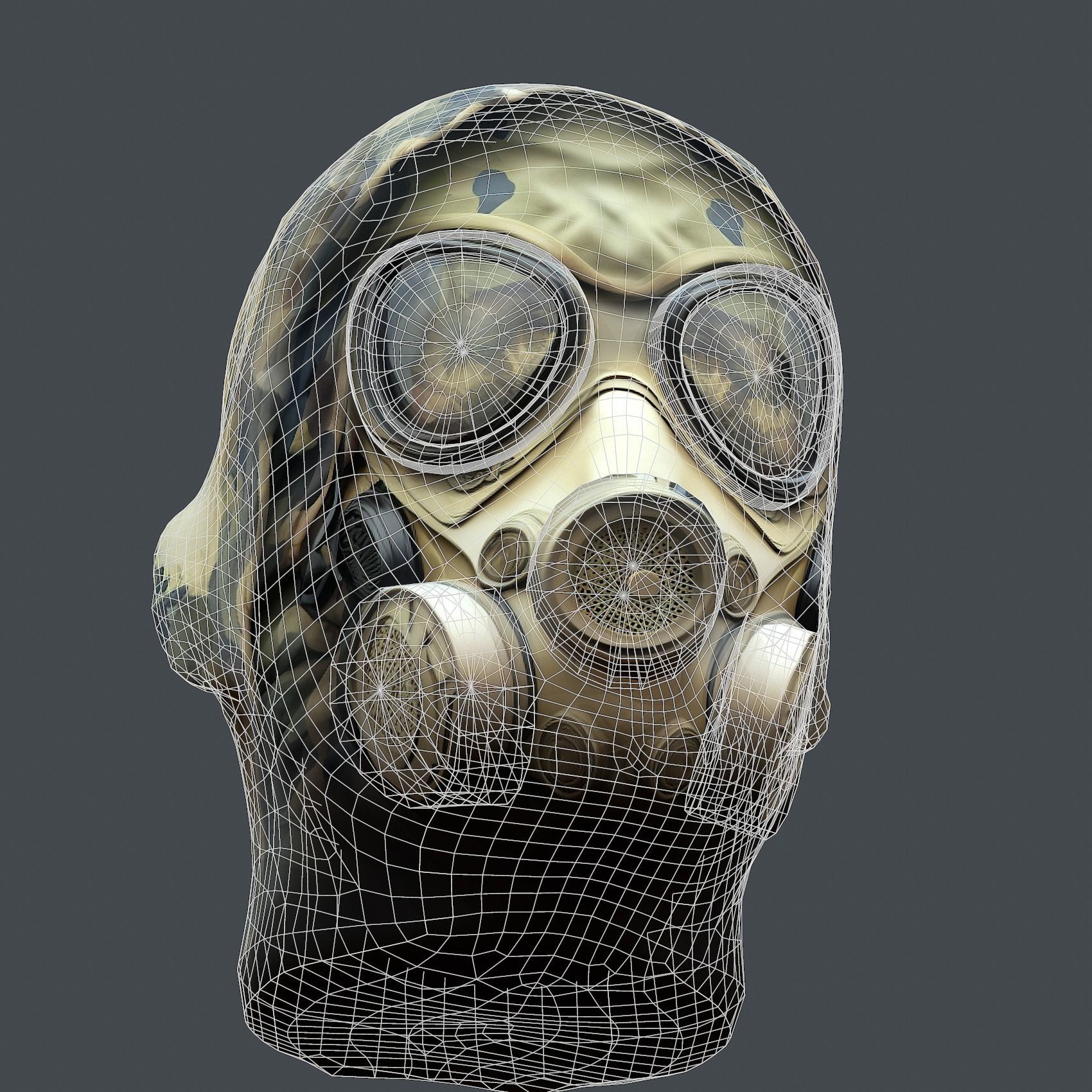 Gas mask helmet 3d model military combat Low-poly 3D model Low-poly 3D model_9