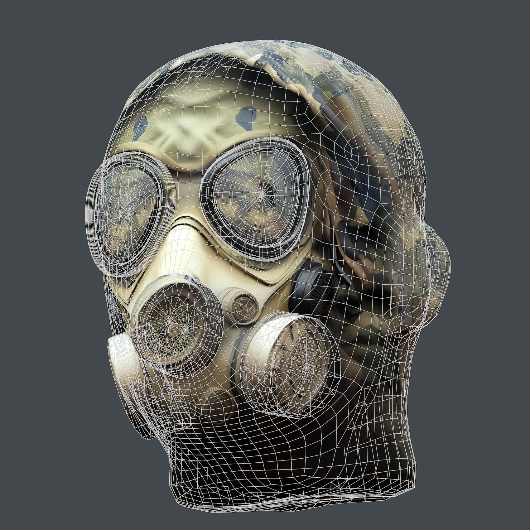 Gas mask helmet 3d model military combat Low-poly 3D model Low-poly 3D model_10