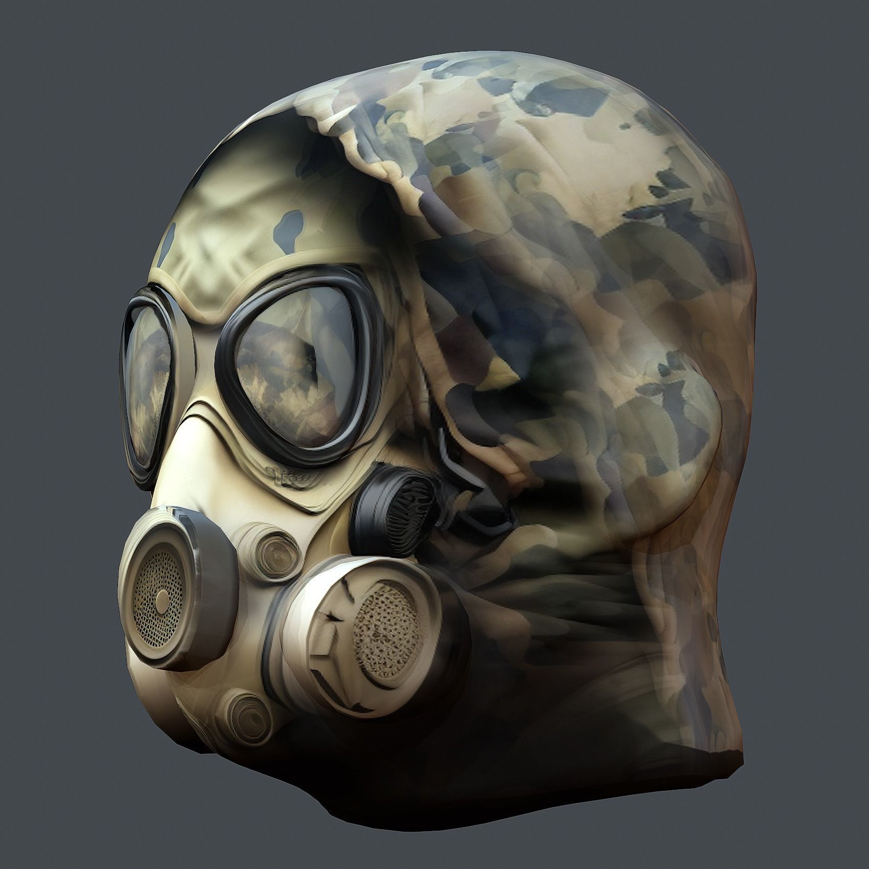 Gas mask helmet 3d model military combat Low-poly 3D model Low-poly 3D model_8