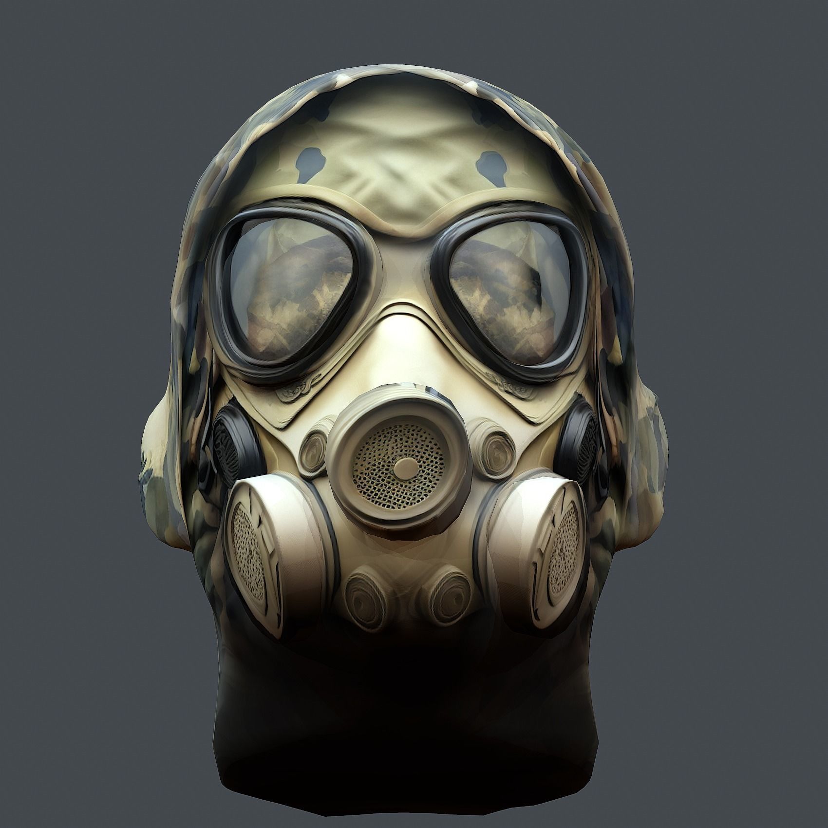 Gas mask helmet 3d model military combat Low-poly 3D model Low-poly 3D model_6
