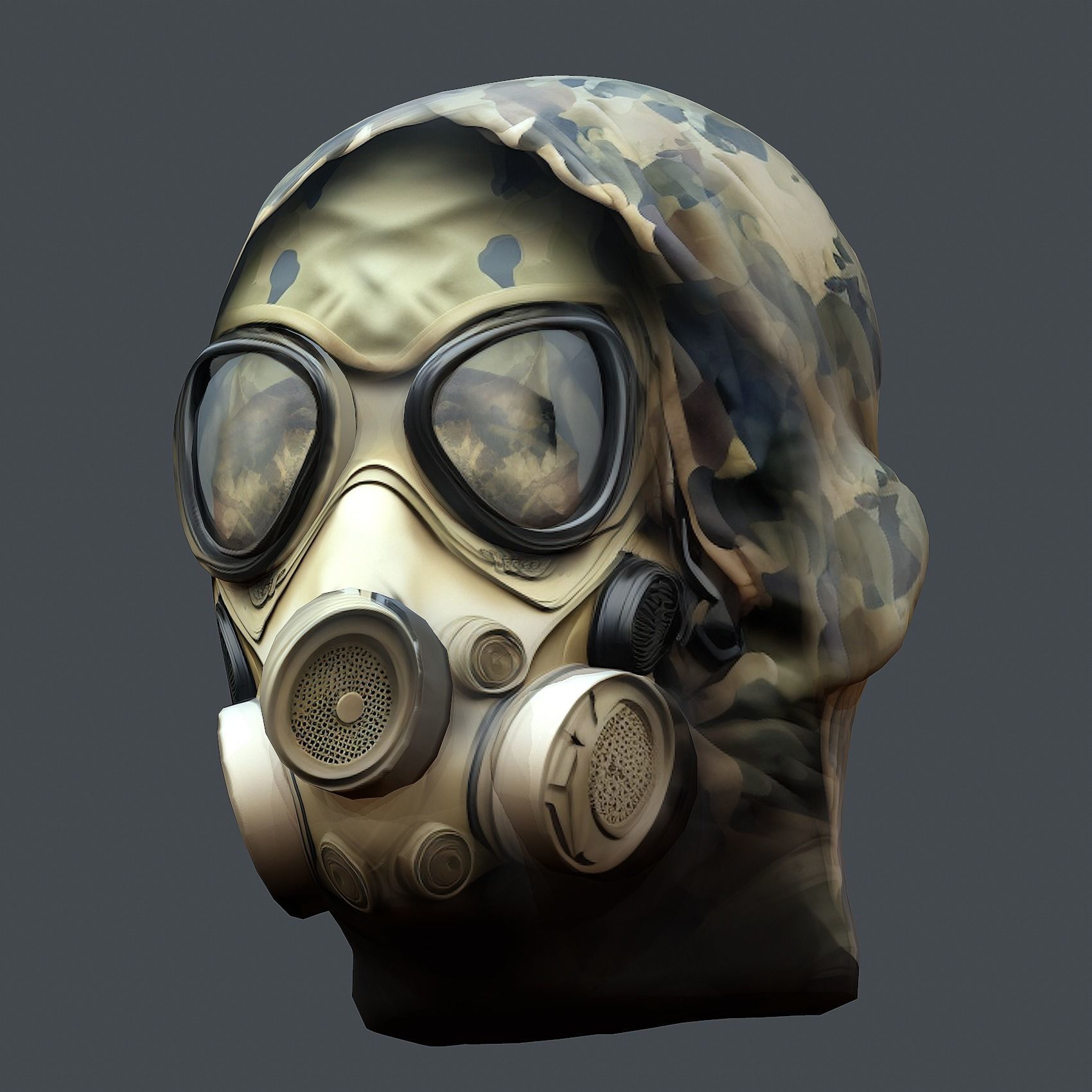 Gas mask helmet 3d model military combat Low-poly 3D model Low-poly 3D model_3