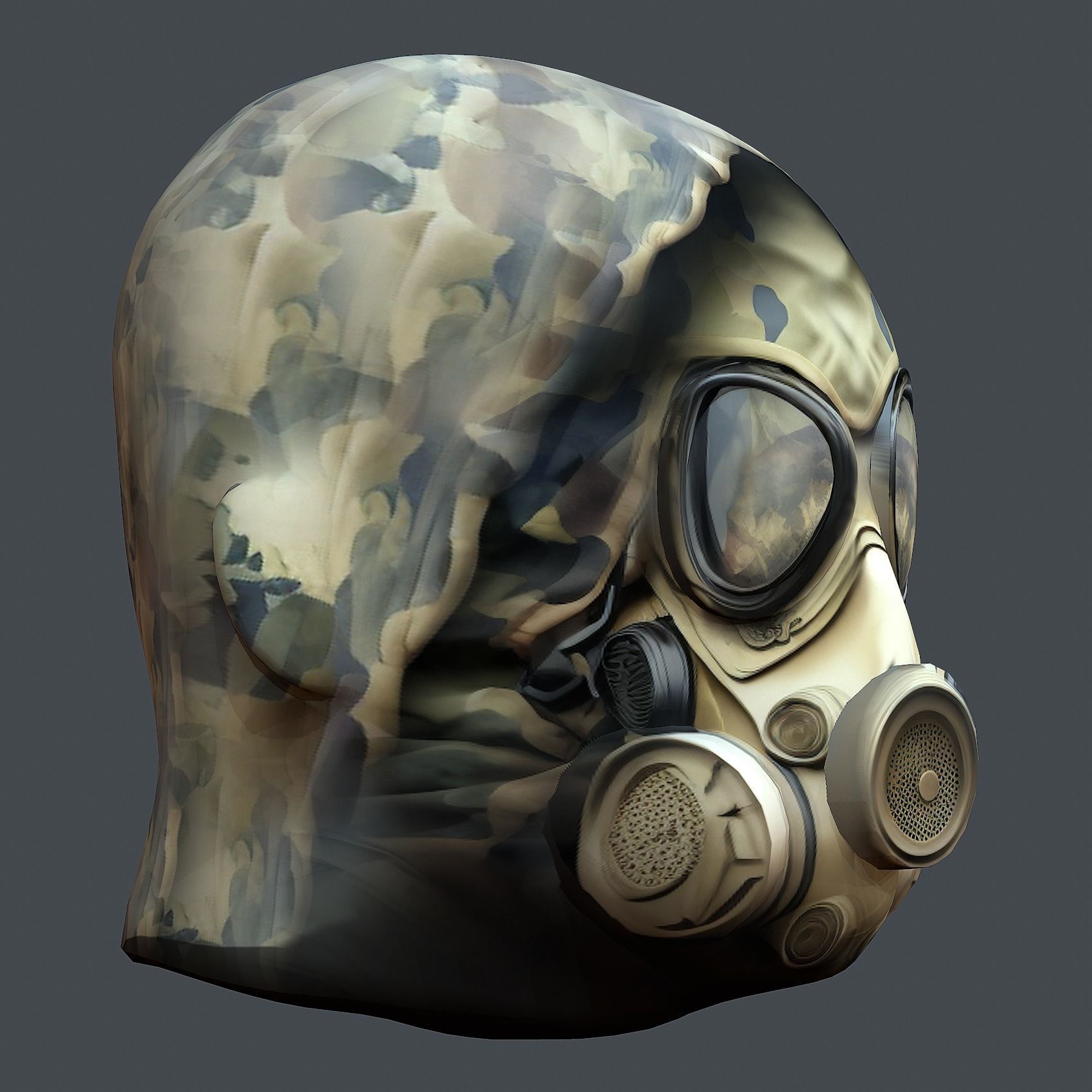 Gas mask helmet 3d model military combat Low-poly 3D model Low-poly 3D model_7