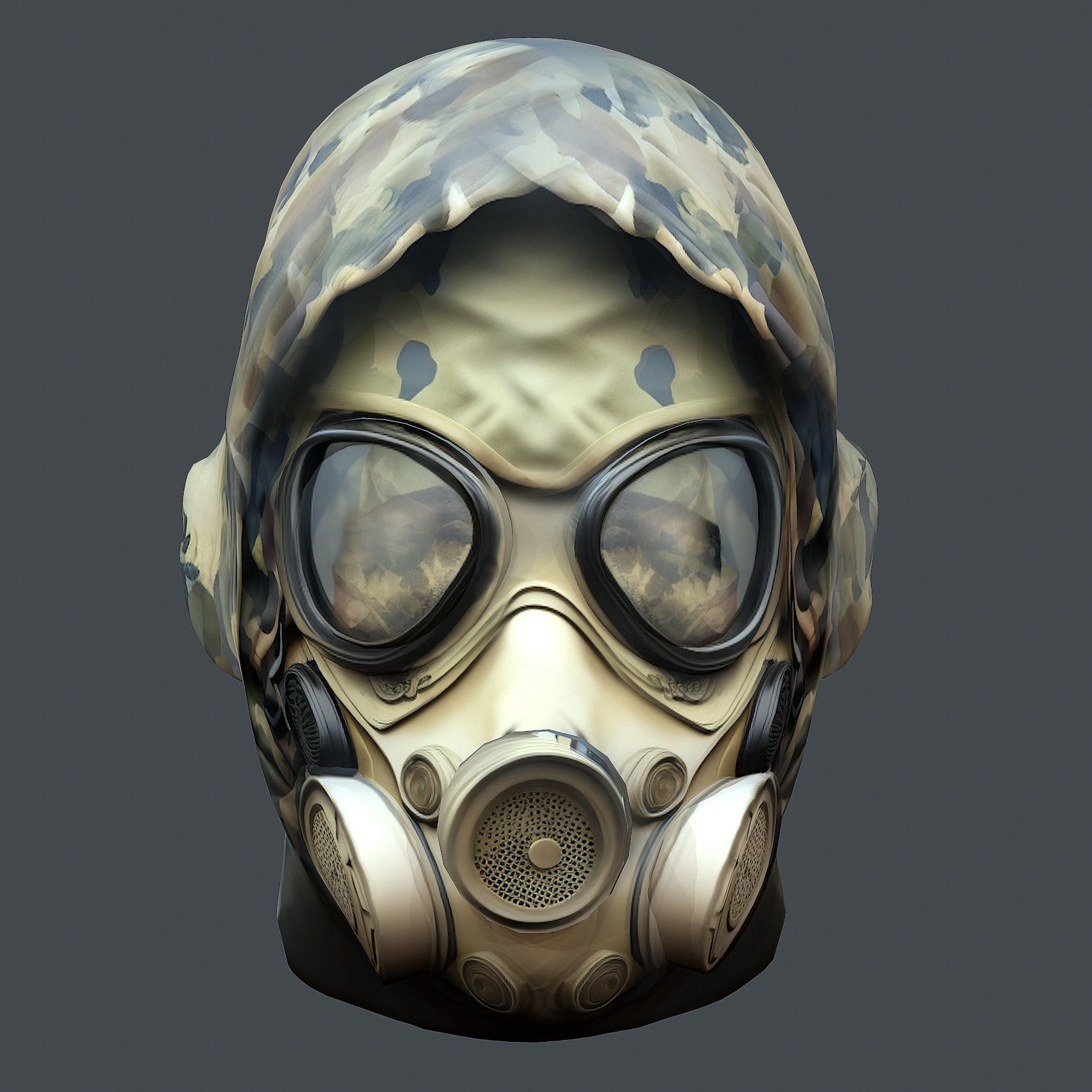Gas mask helmet 3d model military combat Low-poly 3D model Low-poly 3D model_5