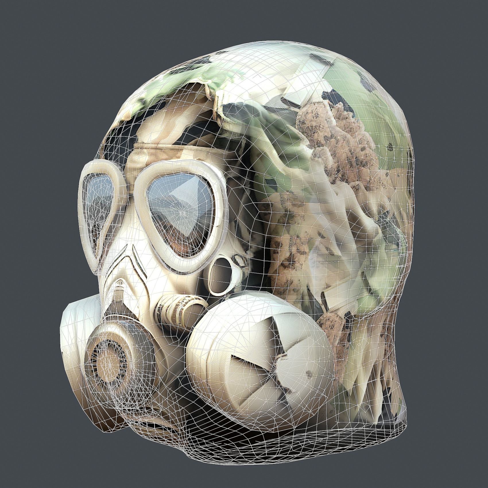 Gas mask helmet 3d model military combat Low-poly 3D model Low-poly 3D model_7