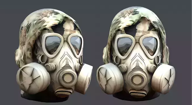 Gas mask helmet 3d model military combat Low-poly 3D model