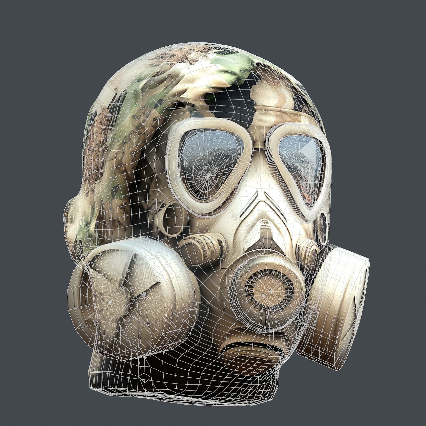 Gas mask helmet 3d model military combat Low-poly 3D model Low-poly 3D model_8