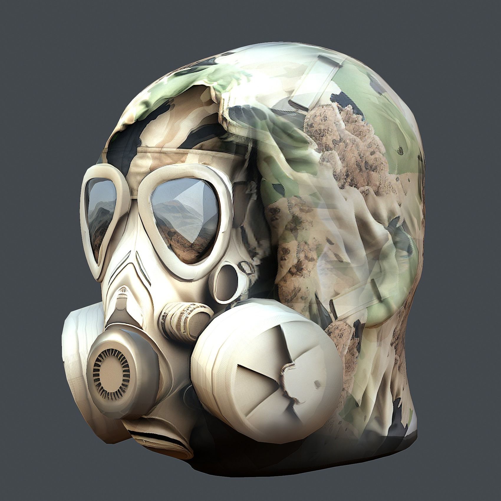 Gas mask helmet 3d model military combat Low-poly 3D model Low-poly 3D model_6
