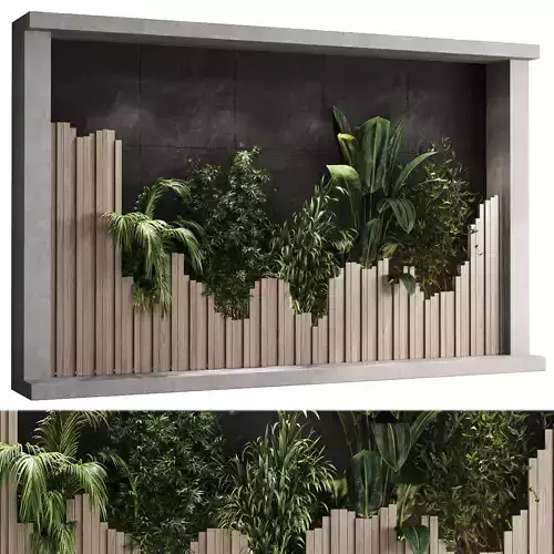 Vertical Wall Garden With concrete frame wall decor