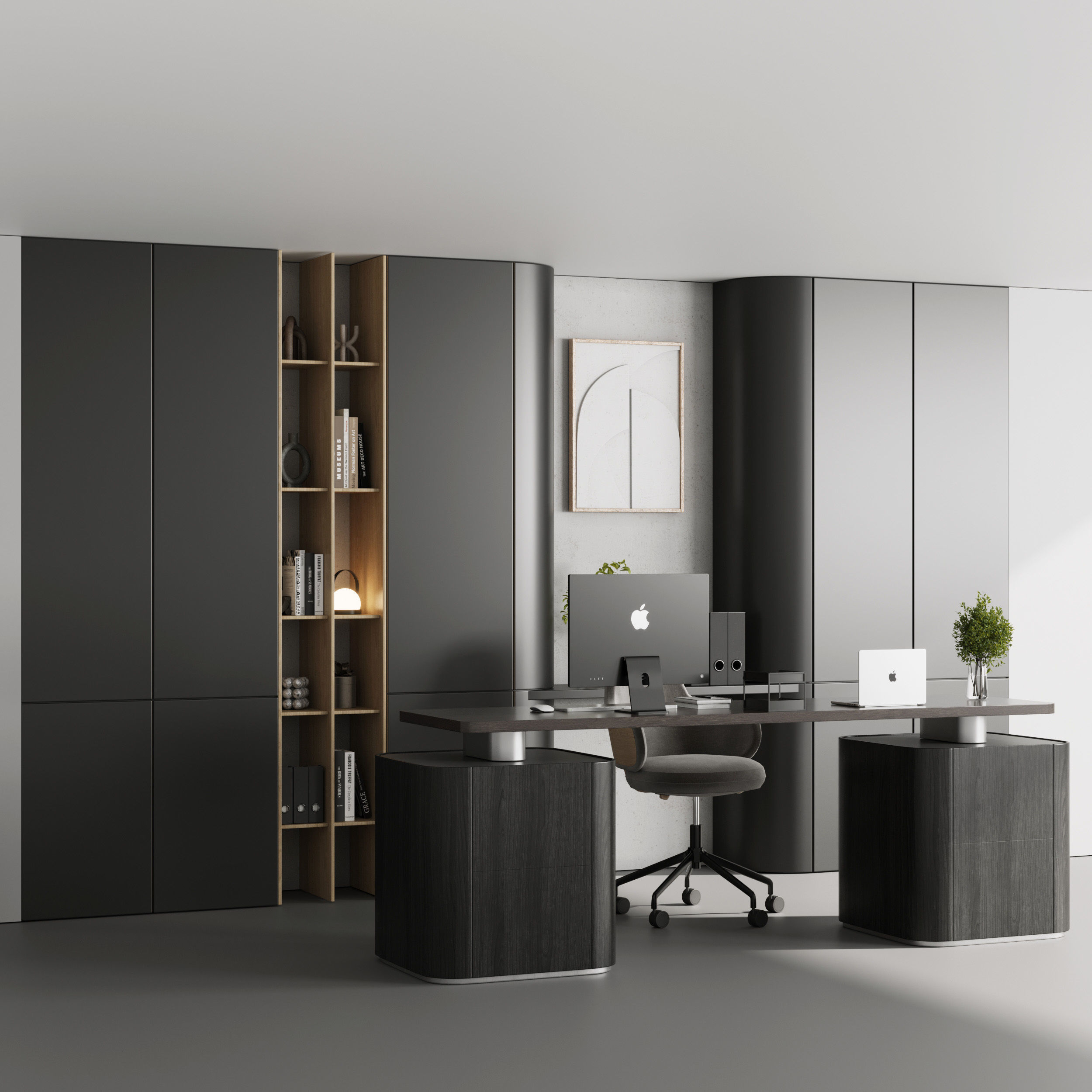 Workplace - office furniture 11 Low-poly 3D model_2