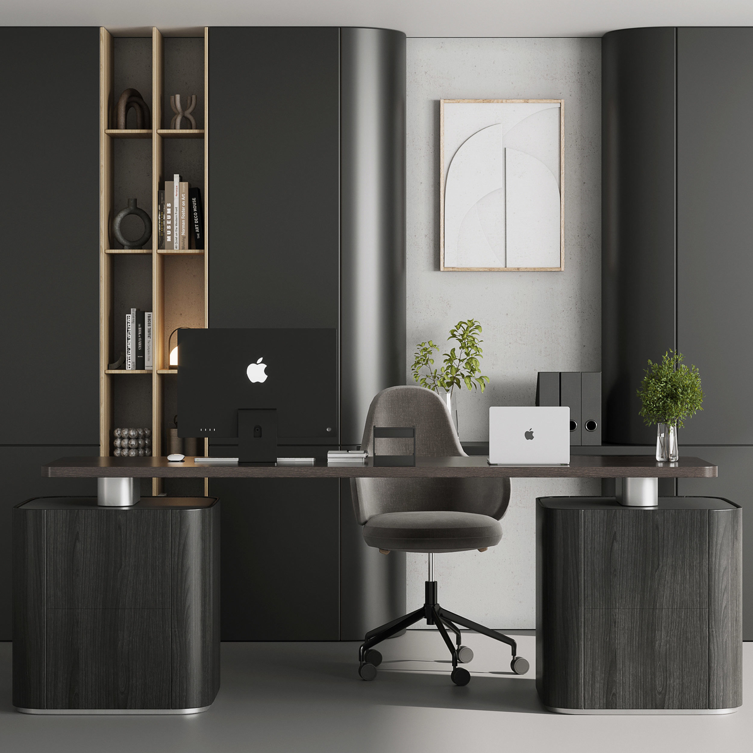 Workplace - office furniture 11 Low-poly 3D model_1
