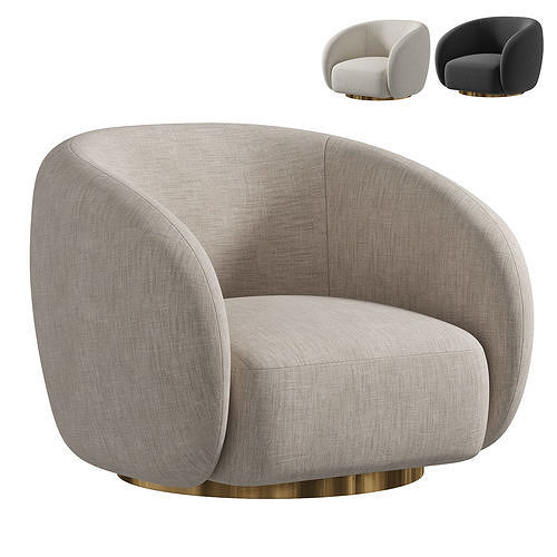 EICHHOLTZ Swivel Armchair BRICE Boucle Cream 3D model CGTrader
