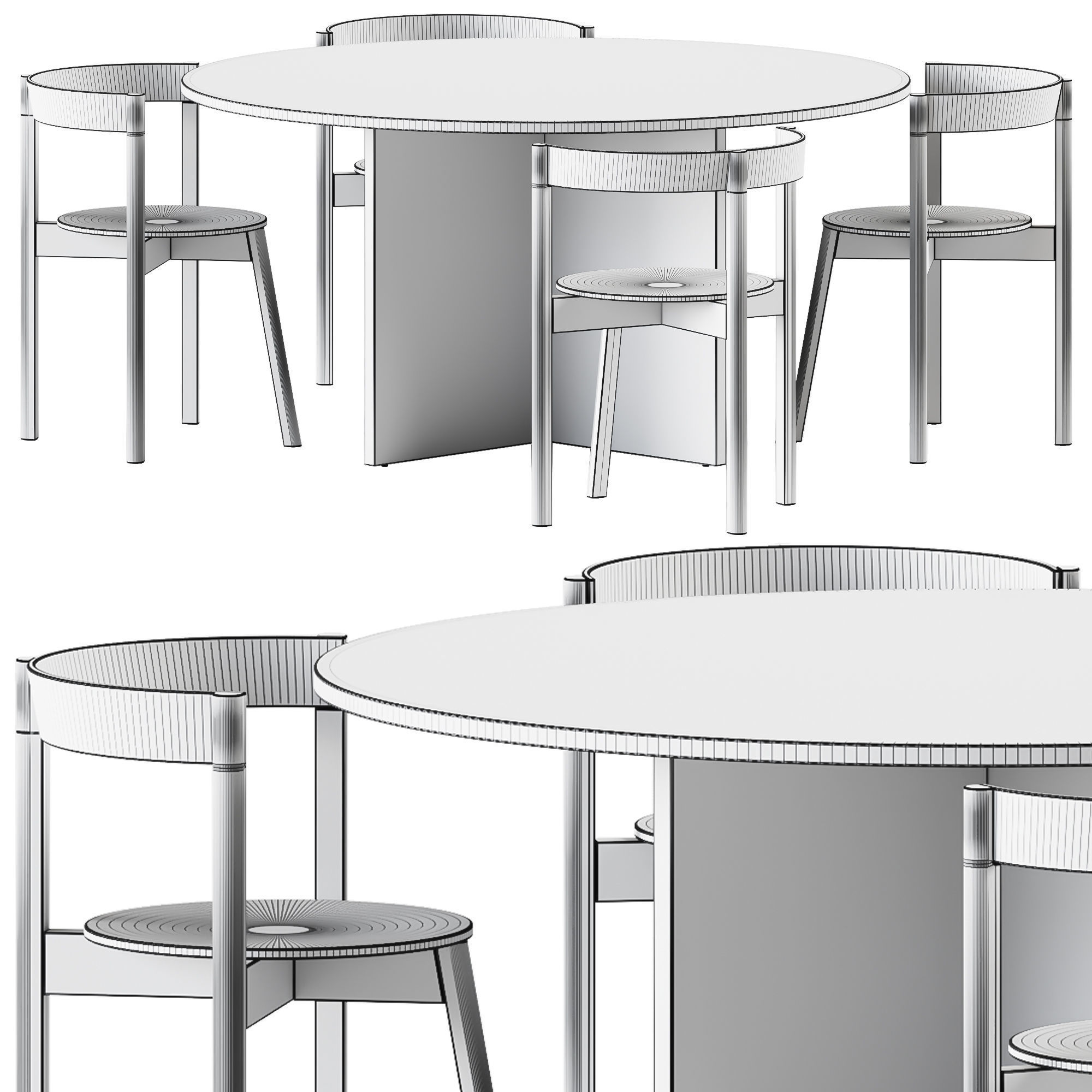 L4 BASIL Round table and L5 JAZZ Chair with armrests By LOEHR 3D model_5