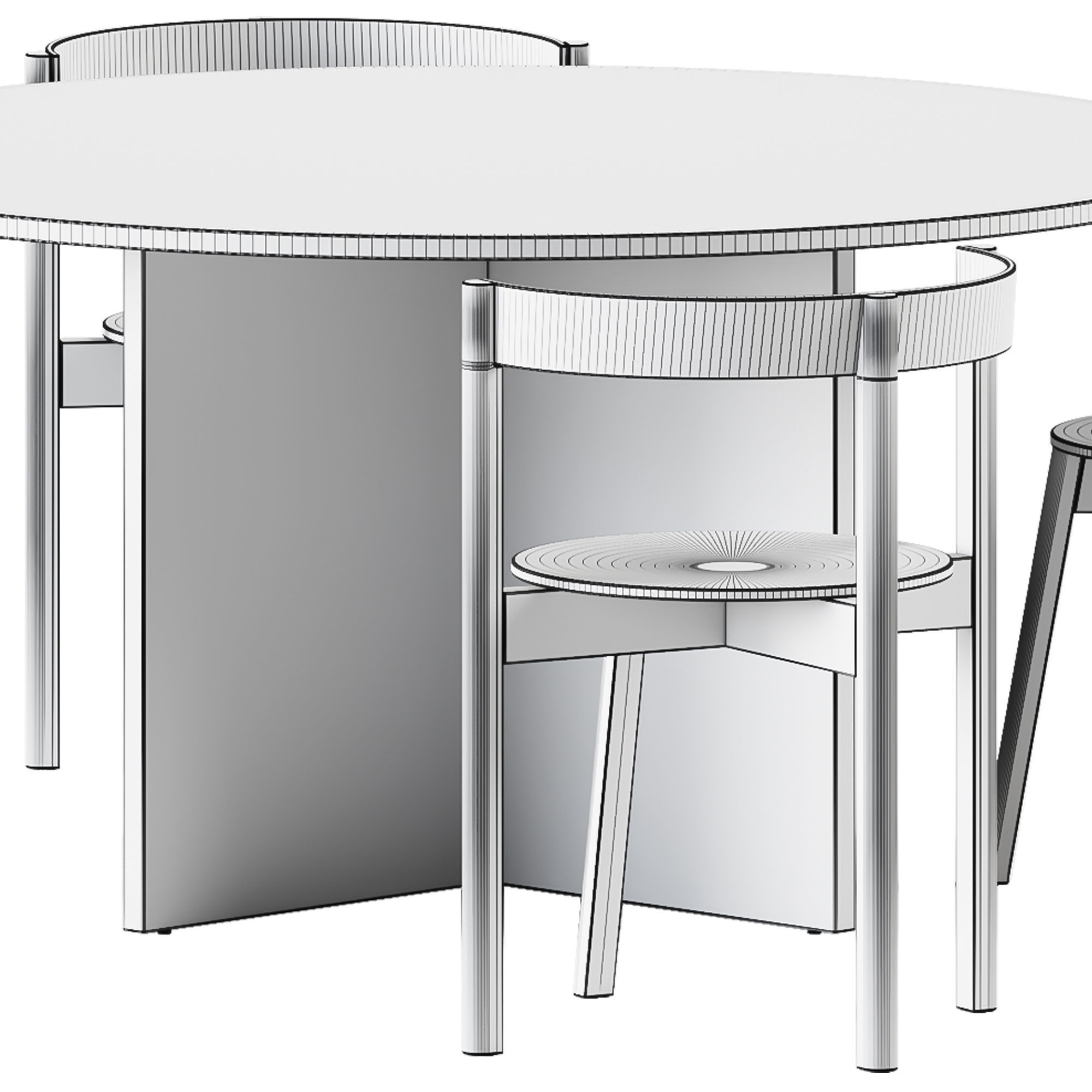 L4 BASIL Round table and L5 JAZZ Chair with armrests By LOEHR 3D model_6