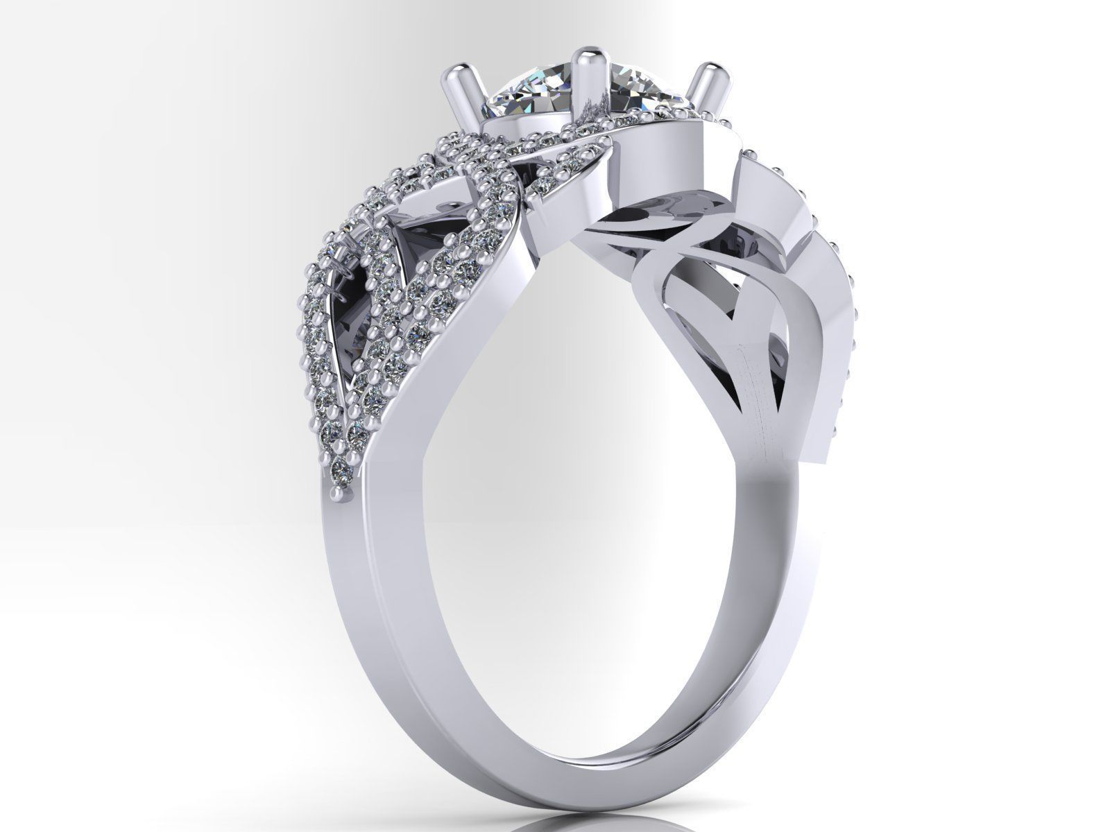 Halo Statement Ring - 1ct Round Center Stone 3D print model_2