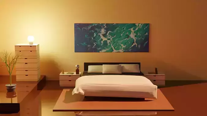 IKEA style Bedroom set 3d Model Blender