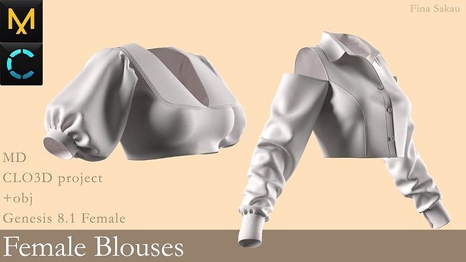 Female Blouses Marvelous Designer 3D model