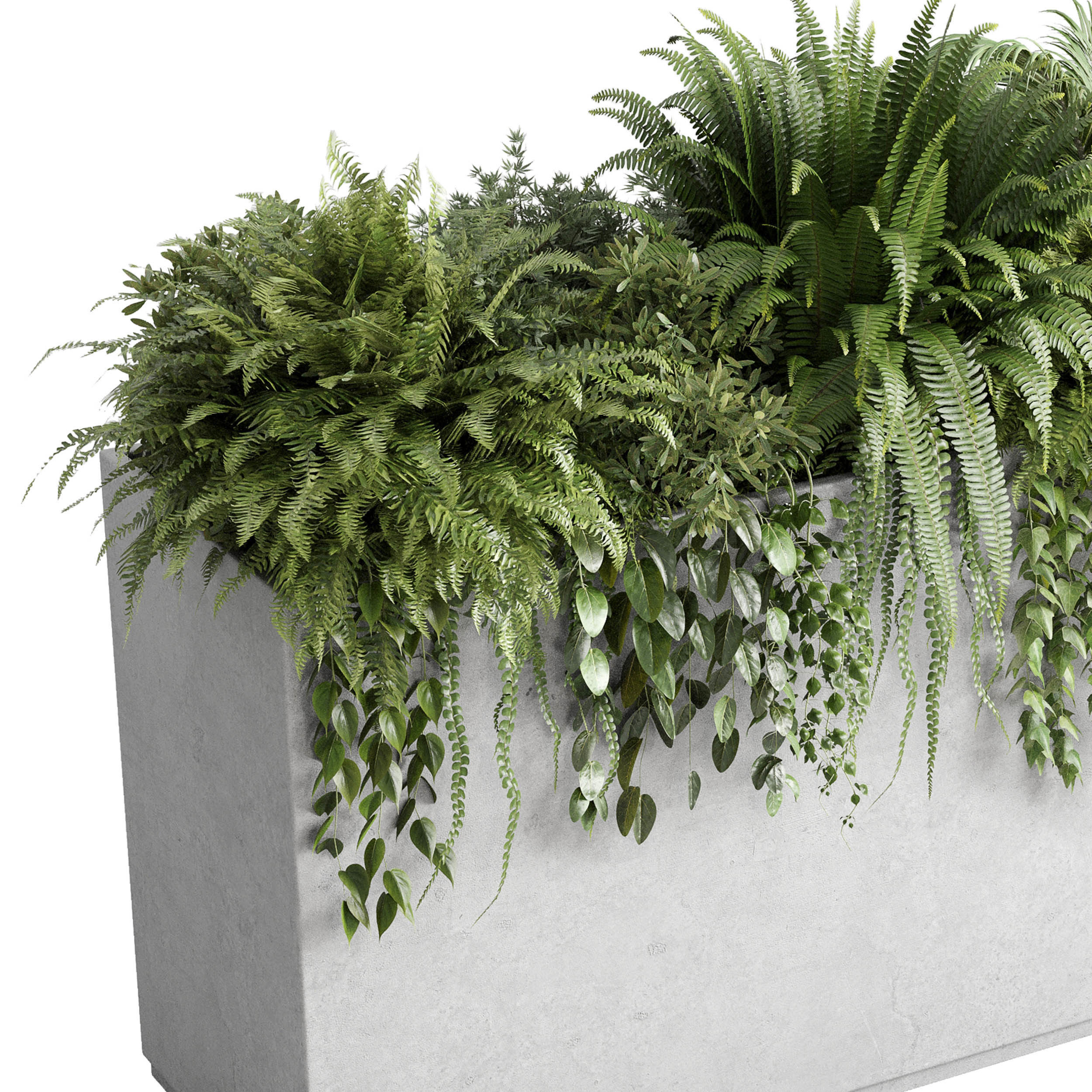 Concrete box plants on stand - set indoor 347 concrete dirt vase Low-poly 3D model_2