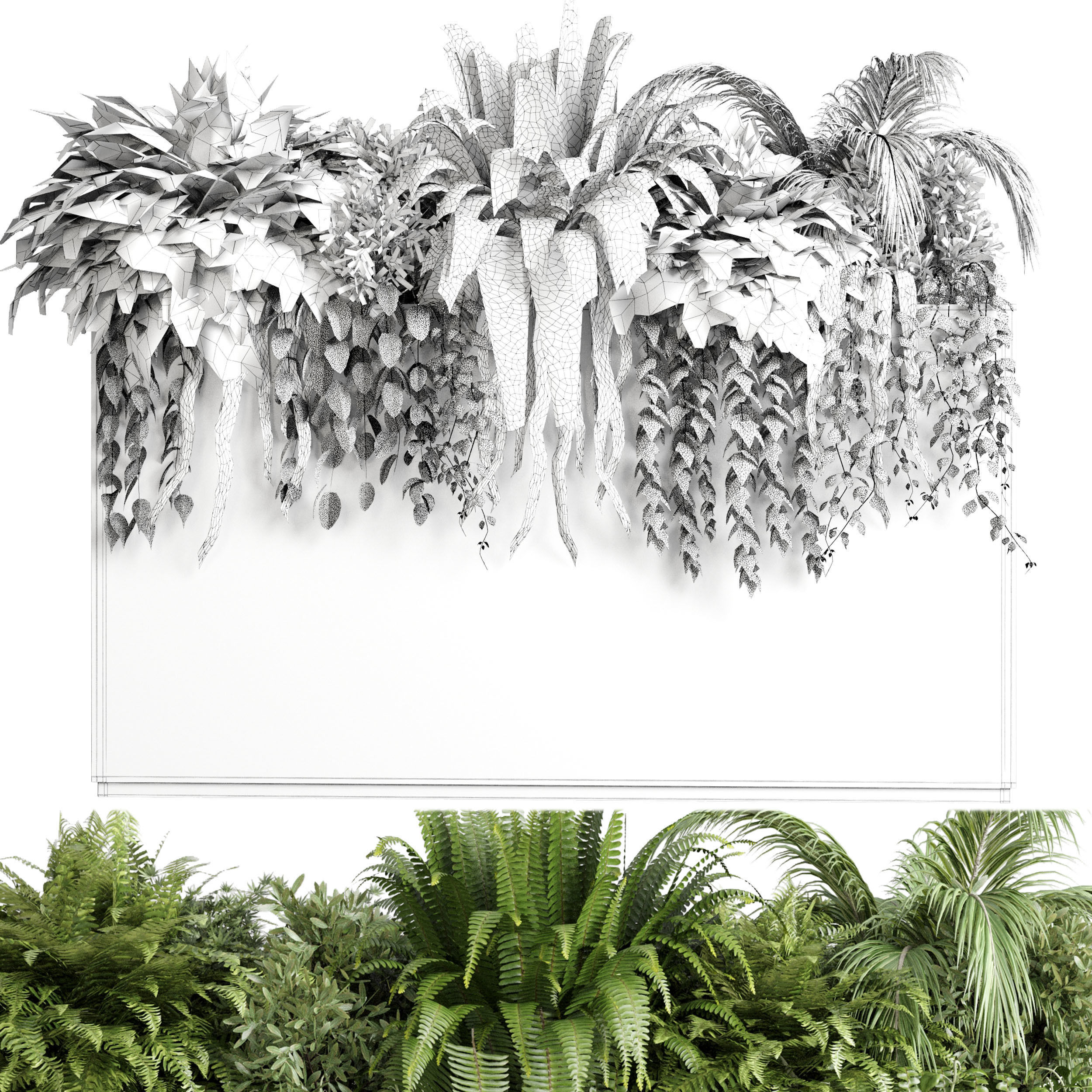Concrete box plants on stand - set indoor 347 concrete dirt vase Low-poly 3D model_4