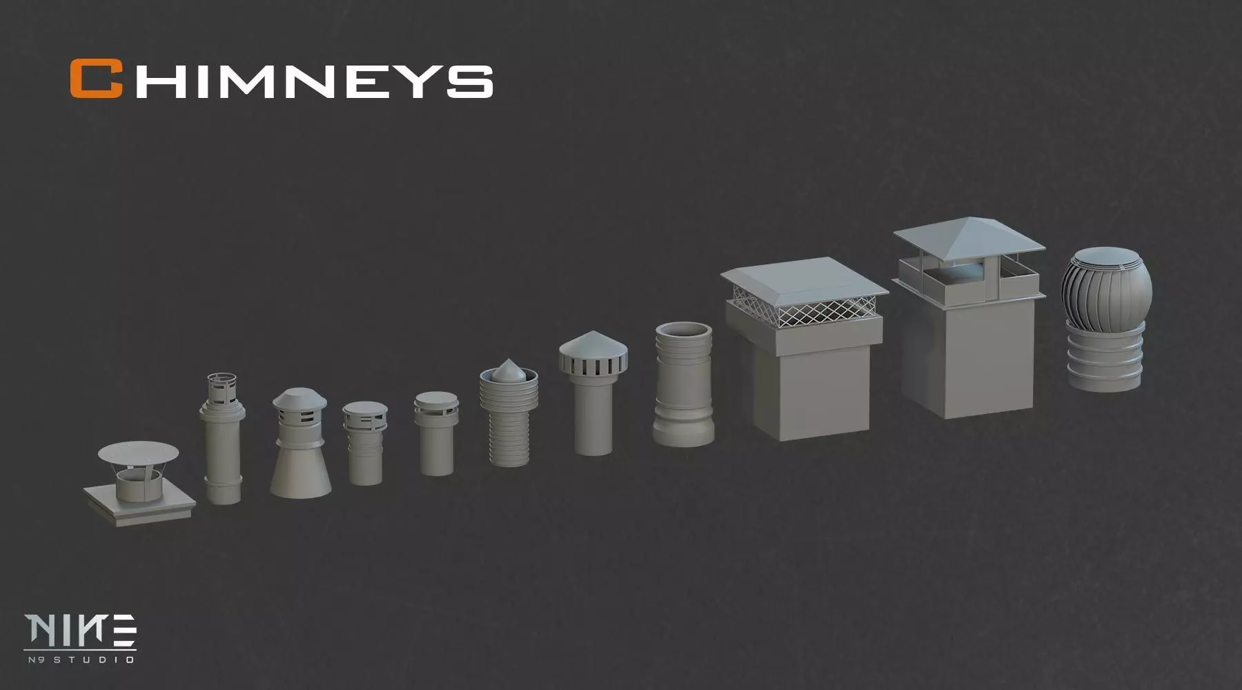 Rooftops props 3D model_13