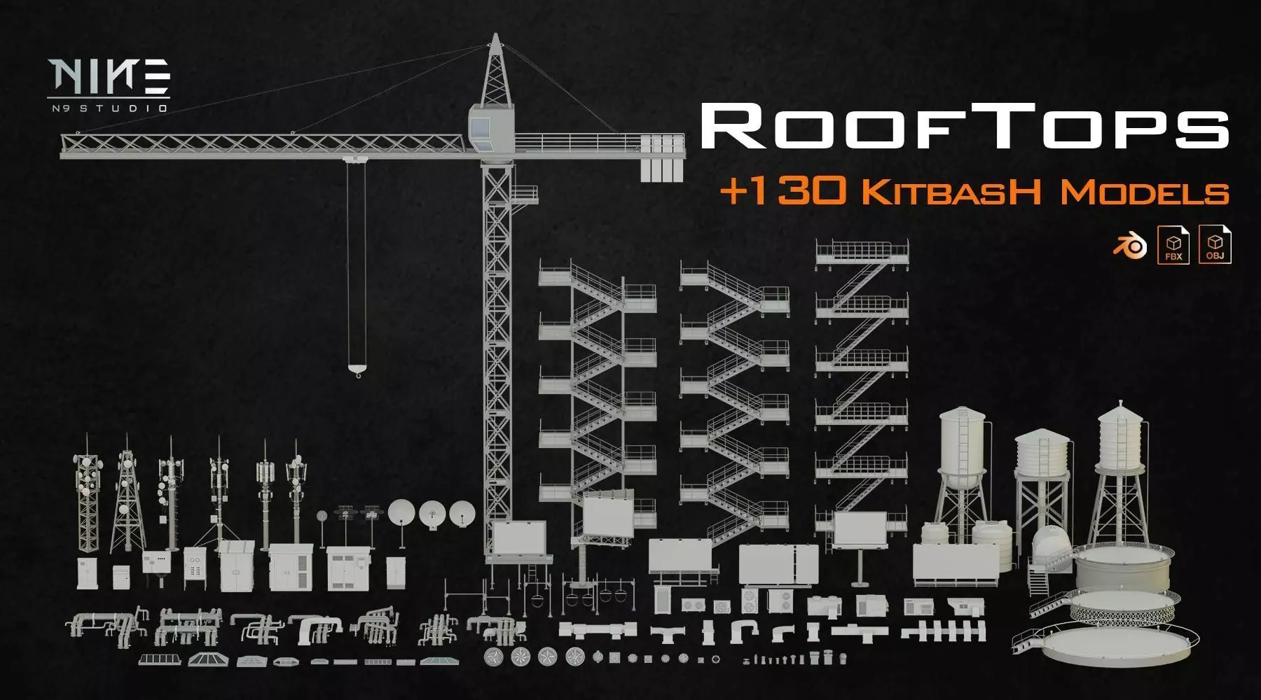 Rooftops props 3D model_0