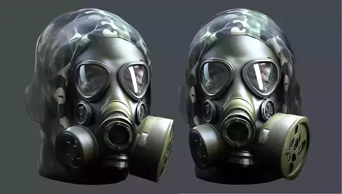 Gas mask helmet 3d model military combat Low-poly  Low-poly 3D model
