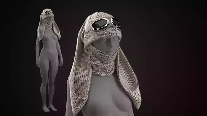 Knitted Bunny Hat Fitted to Gen8 Body Mesh